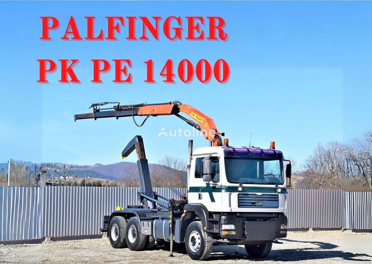 MAN TG 410 A* Abrollkipper + PK PE14000 /6x4 hook lift truck
